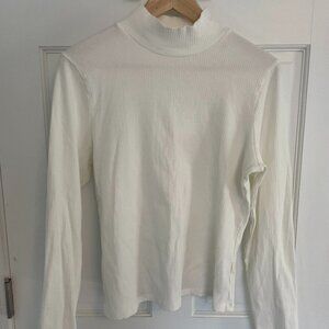 Women's Maeve Anthropologie Cream Ribbed Mock Turtleneck
